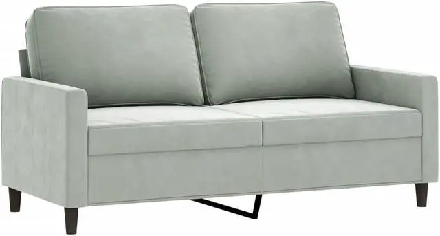 Alt view image 2 of 7 - vidaXL Sofa Loveseat Couch Sofa Settee with Throw Pillows Light Gray Velvet