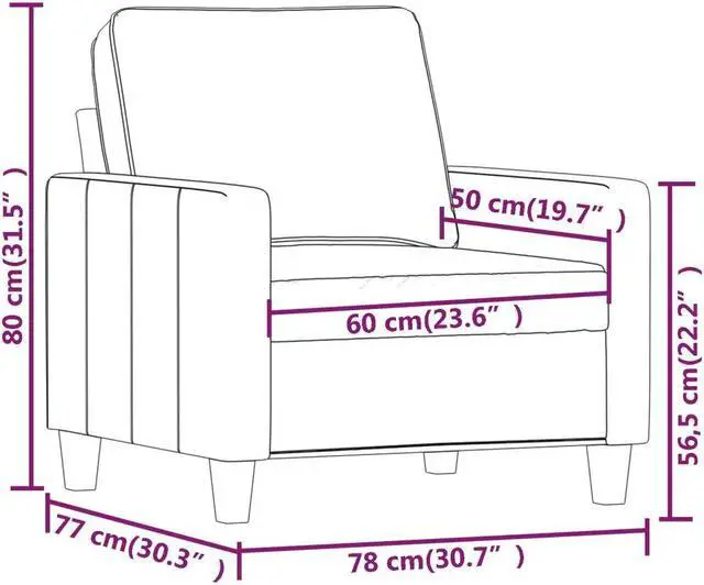 Alt view image 4 of 7 - vidaXL Sofa Chair Upholstered Single Sofa Chair for Living Room Black Fabric