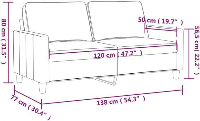 Alt view image 4 of 7 - vidaXL Sofa Accent Loveseat Couch Sofa Living Room Seating Light Gray Fabric