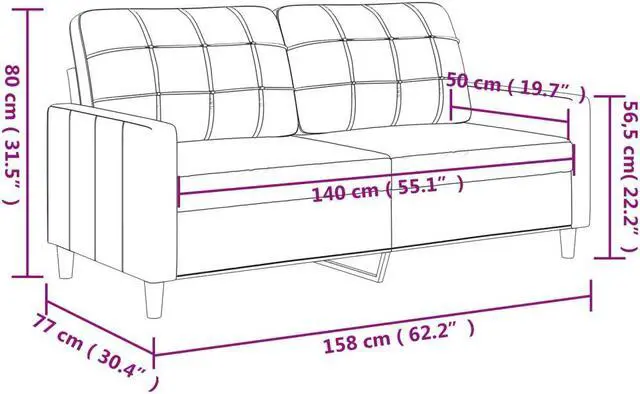 Alt view image 4 of 7 - vidaXL Sofa Accent Upholstered Loveseat Couch Sofa Settee Dark Gray Fabric