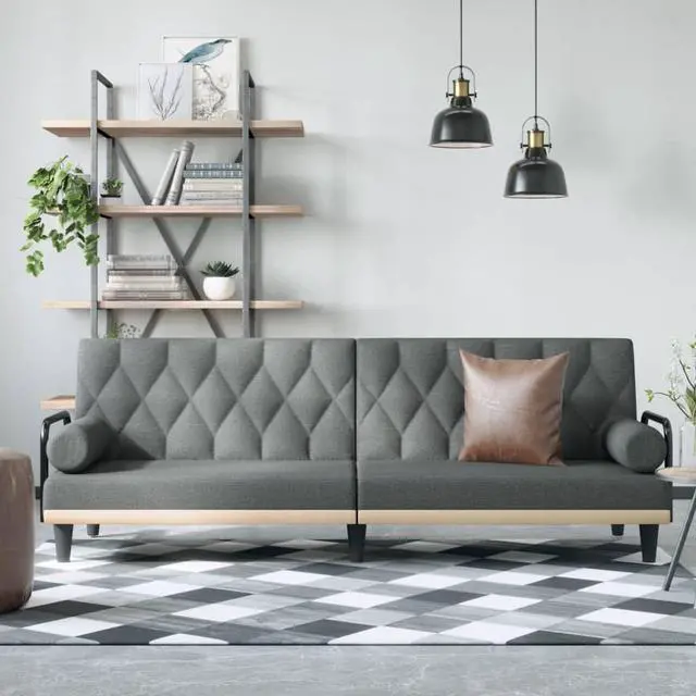Main image of vidaXL Sofa Bed with Armrests Dark Gray Fabric Sofa Couch Recliner Loveseat