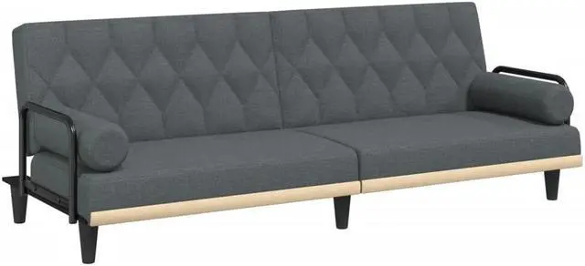 Alt view image 3 of 6 - vidaXL Sofa Bed with Armrests Dark Gray Fabric Sofa Couch Recliner Loveseat