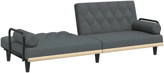Alt view image 6 of 6 - vidaXL Sofa Bed with Armrests Dark Gray Fabric Sofa Couch Recliner Loveseat