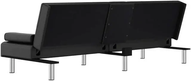 Alt view image 5 of 7 - vidaXL Sofa Bed Sleeper Sofa Couch Bed with Cup Holders Black Faux Leather