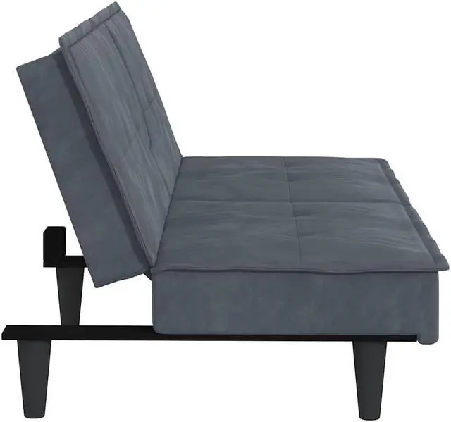 Alt view image 6 of 6 - vidaXL Sofa Bed Convertible Sleeper Sofa Bed with Cup Holders Dark Gray Velvet