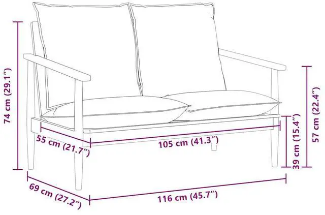 Alt view image 4 of 7 - vidaXL Sofa Accent Love Seat Sofa Chair Real Leather with Acacia Wood Brown