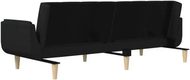 Alt view image 5 of 7 - vidaXL 2-Seater Sofa Bed with Two Pillows Accent Loveseat Couch Black Fabric