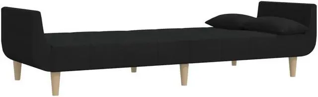 Alt view image 6 of 7 - vidaXL 2-Seater Sofa Bed with Two Pillows Accent Loveseat Couch Black Fabric