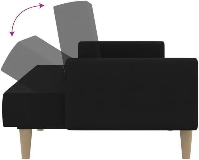 Alt view image 7 of 7 - vidaXL 2-Seater Sofa Bed Accent Upholstered Loveseat Sleeper Couch Black Fabric