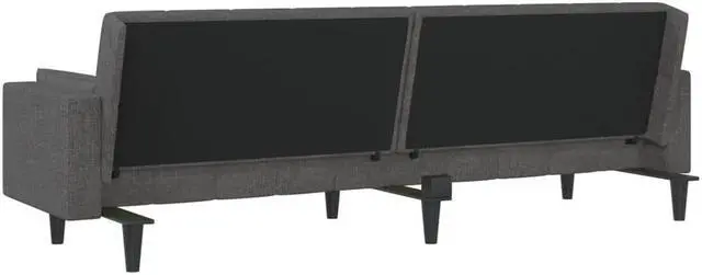 Alt view image 5 of 7 - vidaXL 2-Seater Sofa Bed with Two Pillows Accent Loveseat Couch Dark Gray Fabric