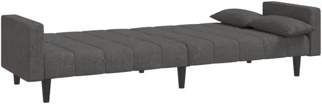 Alt view image 6 of 7 - vidaXL 2-Seater Sofa Bed with Two Pillows Accent Loveseat Couch Dark Gray Fabric