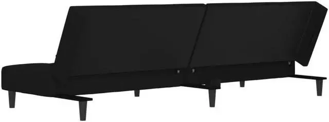 Alt view image 5 of 7 - vidaXL 2-Seater Sofa Bed with Two Pillows Accent Loveseat Couch Black Velvet