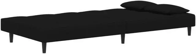 Alt view image 6 of 7 - vidaXL 2-Seater Sofa Bed with Two Pillows Accent Loveseat Couch Black Velvet