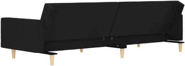Alt view image 7 of 7 - vidaXL 2-Seater Sofa Bed with Two Pillows Accent Loveseat Couch Black Fabric