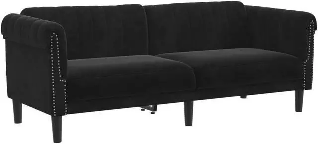 Alt view image 3 of 7 - vidaXL Sofa 3-Seater Upholstered Couch Living Room Furniture Black Velvet