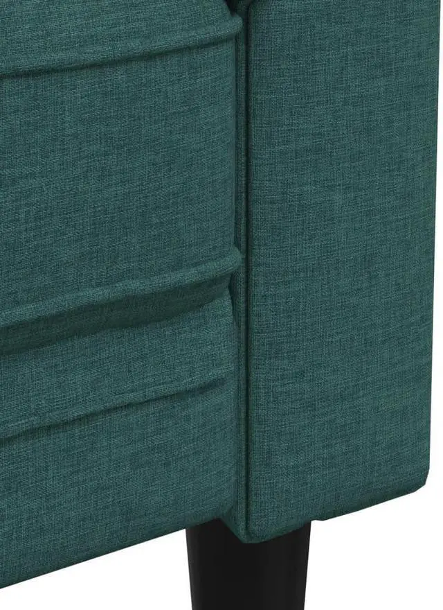 Alt view image 6 of 7 - vidaXL Chesterfield Sofa 2-Seater Settee Loveseat Living Room Dark Green Fabric