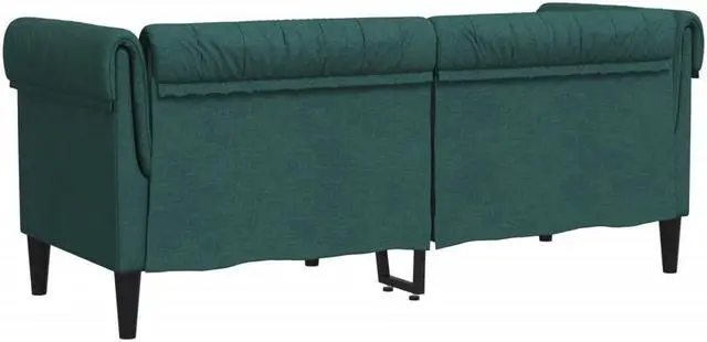 Alt view image 5 of 7 - vidaXL Chesterfield Sofa 2-Seater Settee Loveseat Living Room Dark Green Fabric
