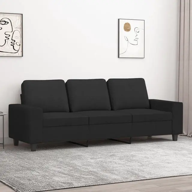 Main image of vidaXL 3-Seater Sofa Accent Upholstered Couch Sofa for Living Room Black Fabric