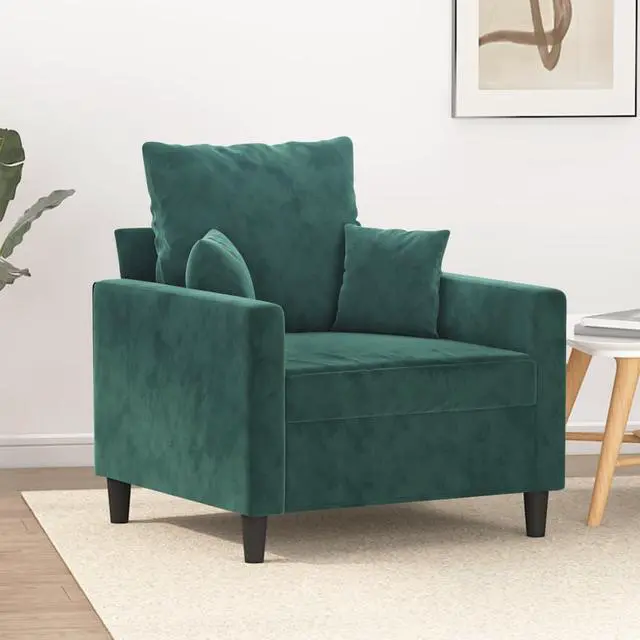 Main image of vidaXL Sofa Chair Accent Upholstered Single Sofa Armchair Dark Green Velvet