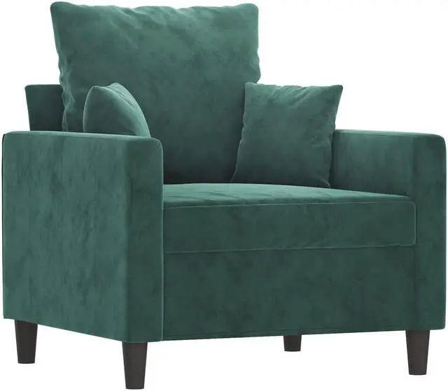 Alt view image 2 of 7 - vidaXL Sofa Chair Accent Upholstered Single Sofa Armchair Dark Green Velvet