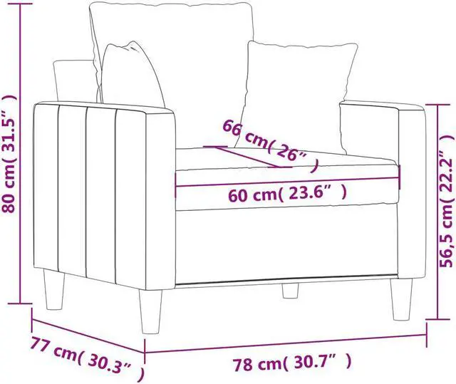 Alt view image 4 of 7 - vidaXL Sofa Chair Accent Upholstered Single Sofa Armchair Dark Green Velvet