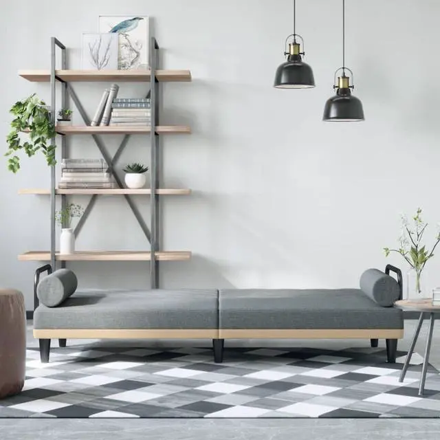 Alt view image 2 of 6 - vidaXL Sleeper Sofa with Armrests Couch Recliner Loveseat Light Gray Fabric