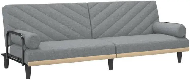 Alt view image 3 of 6 - vidaXL Sleeper Sofa with Armrests Couch Recliner Loveseat Light Gray Fabric