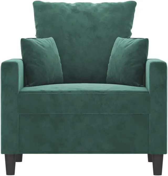 Alt view image 3 of 7 - vidaXL Sofa Chair Accent Upholstered Single Sofa Armchair Dark Green Velvet