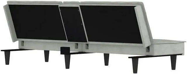 Alt view image 5 of 6 - vidaXL Sofa Bed Convertible Sleeper Sofa Bed with Cup Holders Light Gray Velvet