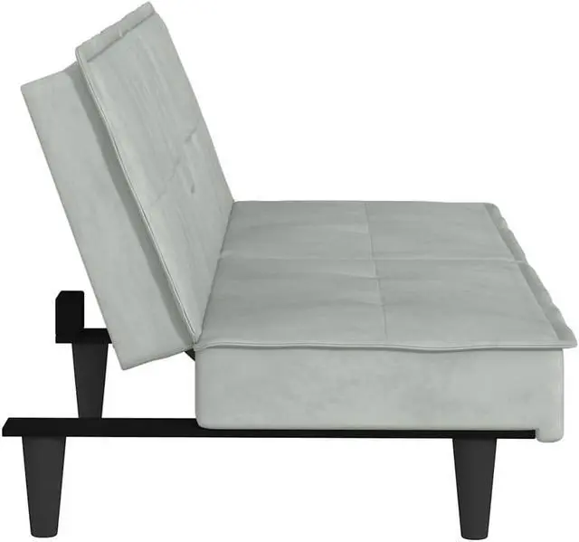 Alt view image 6 of 6 - vidaXL Sofa Bed Convertible Sleeper Sofa Bed with Cup Holders Light Gray Velvet