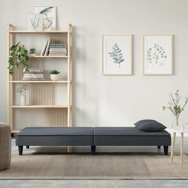 Alt view image 2 of 6 - vidaXL Sleeper Sofa Couch Recliner Loveseat Folding Daybed Dark Gray Velvet
