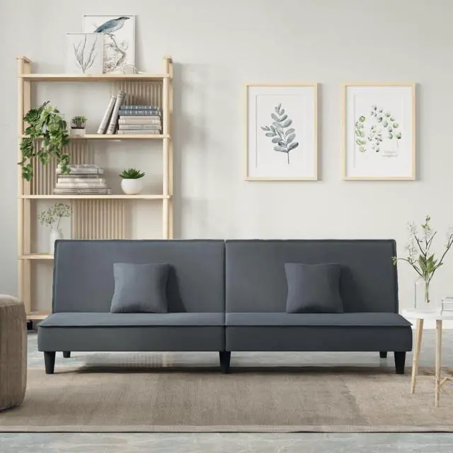 Main image of vidaXL Sleeper Sofa Couch Recliner Loveseat Folding Daybed Dark Gray Velvet