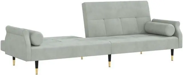 Alt view image 6 of 7 - vidaXL Sofa Bed Loveseat Convertible Sofa Bed with Cushions Light Gray Velvet