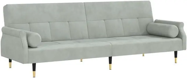 Alt view image 3 of 7 - vidaXL Sofa Bed Loveseat Convertible Sofa Bed with Cushions Light Gray Velvet
