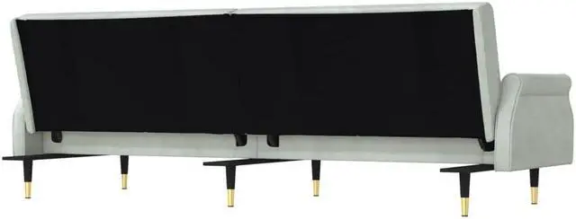 Alt view image 5 of 7 - vidaXL Sofa Bed Loveseat Convertible Sofa Bed with Cushions Light Gray Velvet