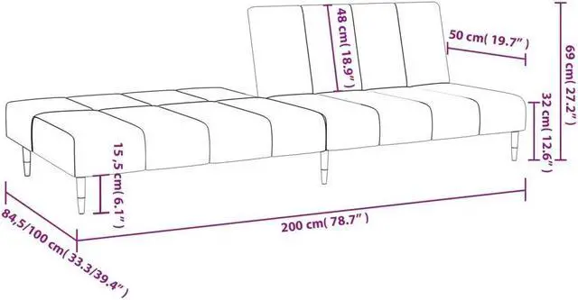 Alt view image 4 of 7 - vidaXL 2-Seater Sofa Bed Accent Upholstered Loveseat Couch Dark Green Velvet