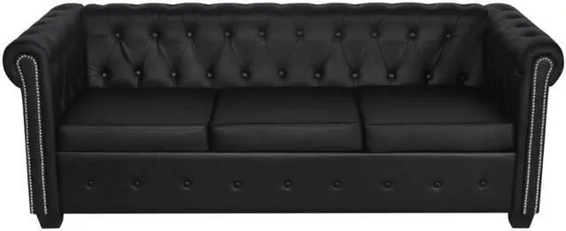 Alt view image 7 of 7 - vidaXL Sofa 3 Seater Couch Furniture with Tufted Arms Artificial Leather Black