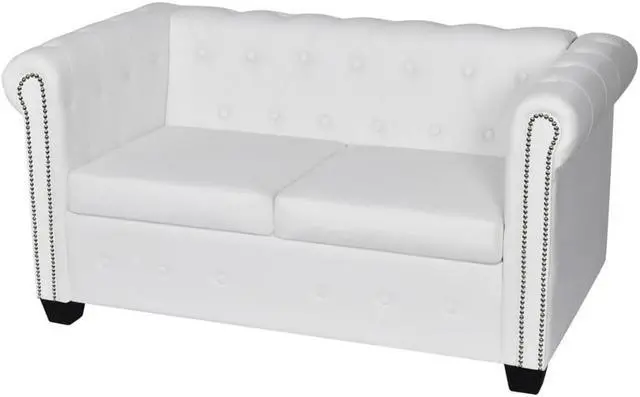 Alt view image 5 of 7 - vidaXL Sofa Chesterfield Loveseat Settee Couch Sofa Artificial Leather White