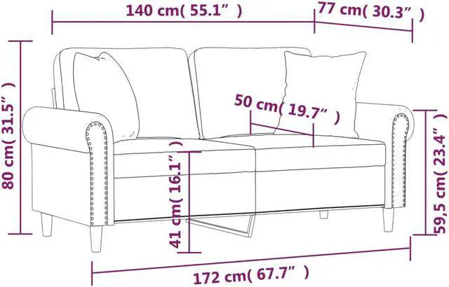 Alt view image 4 of 6 - vidaXL 2-Seater Sofa with Throw Pillows Accent Loveseat Couch Dark Gray Velvet