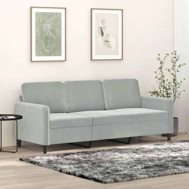 Main image of vidaXL Sofa Accent Upholstered 3-Seater Couch Sofa Armchair Light Gray Velvet