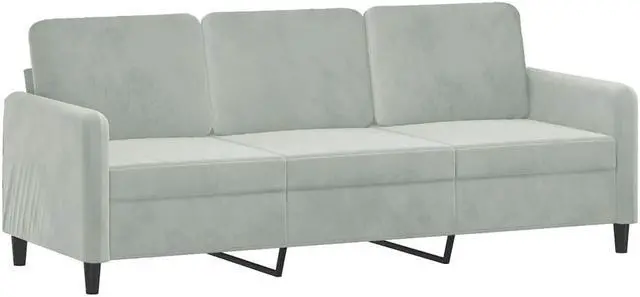 Alt view image 2 of 7 - vidaXL Sofa Accent Upholstered 3-Seater Couch Sofa Armchair Light Gray Velvet