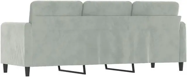 Alt view image 5 of 7 - vidaXL Sofa Accent Upholstered 3-Seater Couch Sofa Armchair Light Gray Velvet