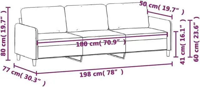 Alt view image 4 of 7 - vidaXL Sofa Accent Upholstered 3-Seater Couch Sofa Armchair Light Gray Velvet