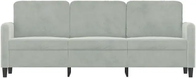 Alt view image 3 of 7 - vidaXL Sofa Accent Upholstered 3-Seater Couch Sofa Armchair Light Gray Velvet