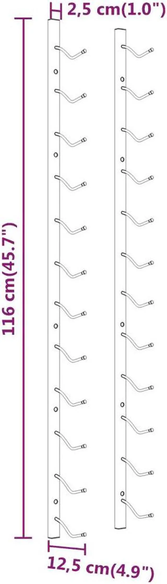Alt view image 3 of 3 - vidaXL Wall Mounted Wine Rack for 12 Bottles Wall Wine Rack Shelf White Iron