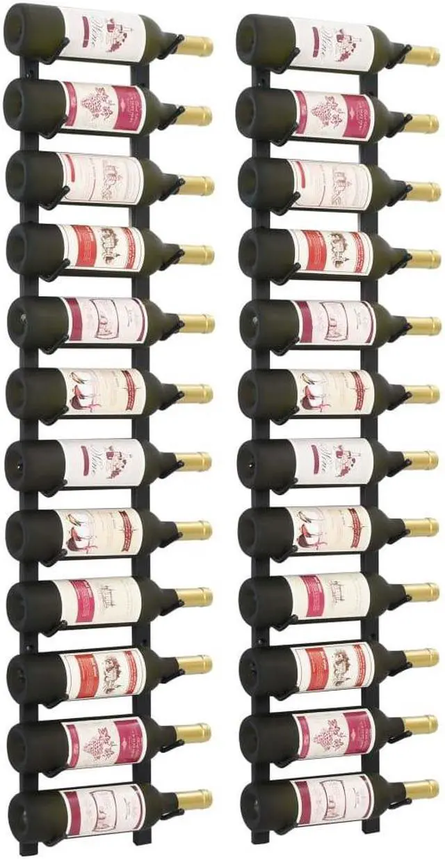 Alt view image 11 of 15 - vidaXL Wall Mounted Wine Racks for 12 Bottles 2 pcs Black Iron