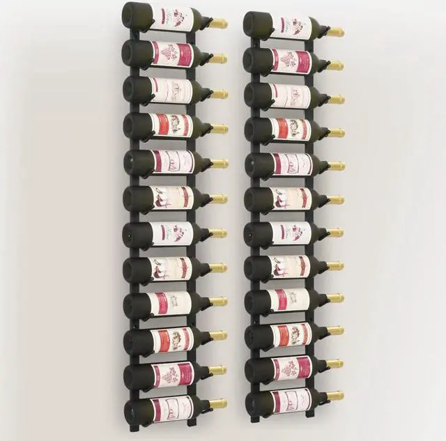 Alt view image 13 of 15 - vidaXL Wall Mounted Wine Racks for 12 Bottles 2 pcs Black Iron