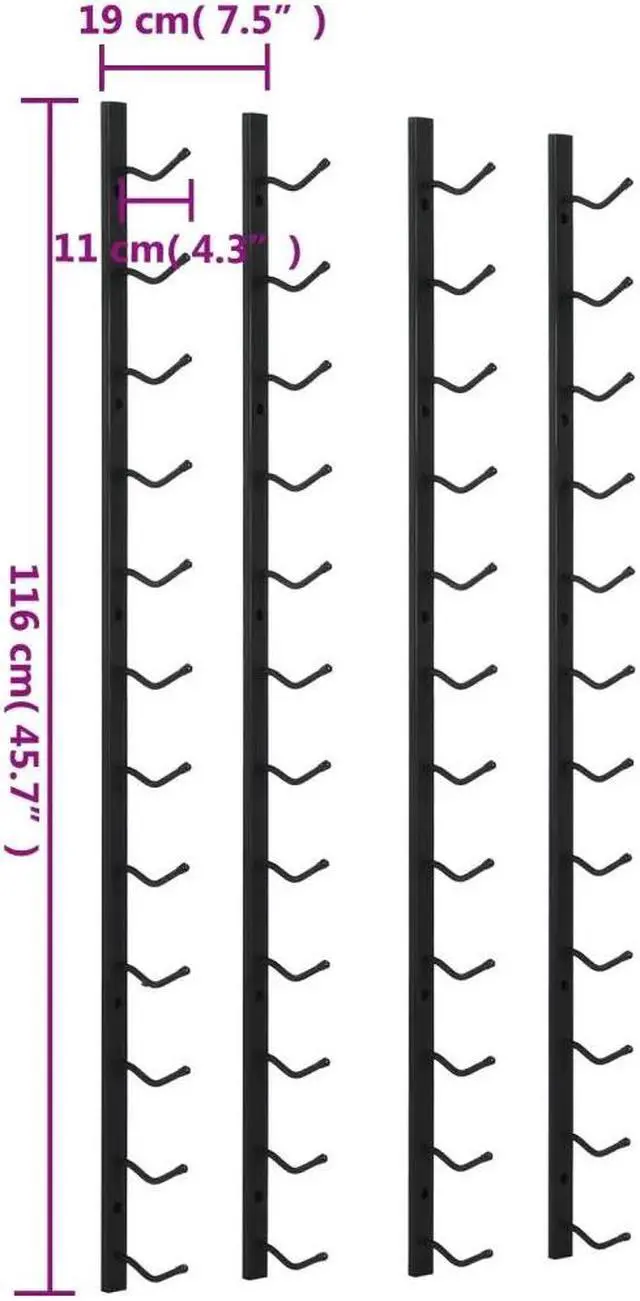 Alt view image 14 of 15 - vidaXL Wall Mounted Wine Racks for 12 Bottles 2 pcs Black Iron