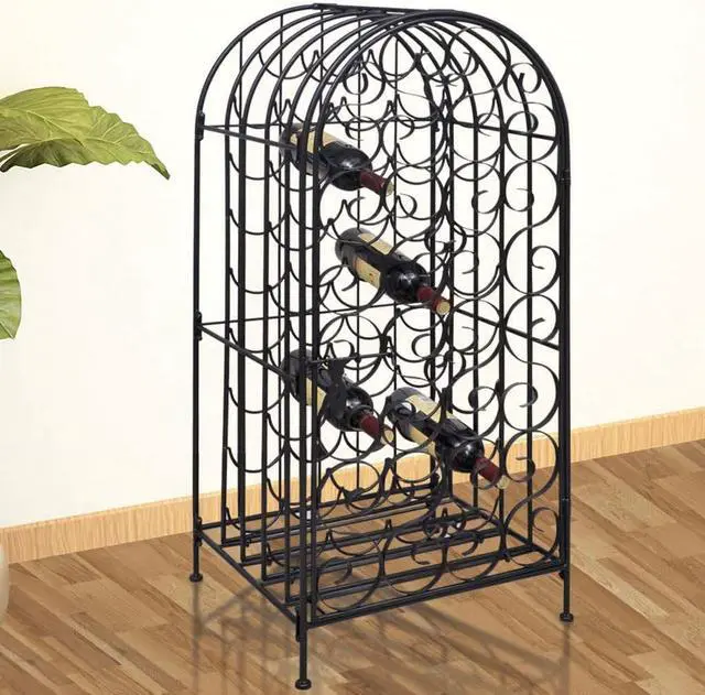 Alt view image 10 of 12 - vidaXL Wine Rack Stand for 35 Bottles Metal Holder Bar Liquor Display Storage