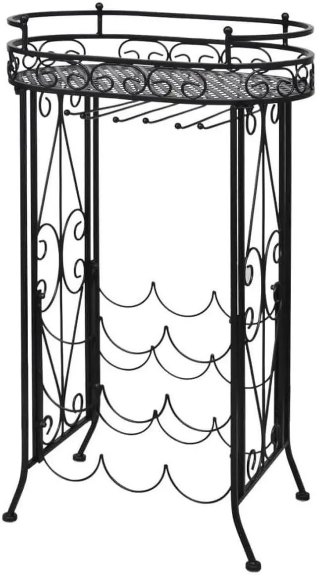 Alt view image 20 of 20 - vidaXL Wine Rack Wine Bottle Holder for 9 Bottles Floor Wine Cabinet Metal